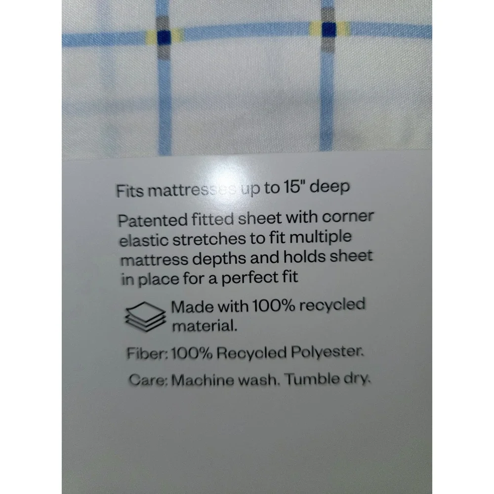Room Essentials Twin/Twin XL Sheet Set Microfiber Blue White Plaid 3pc New